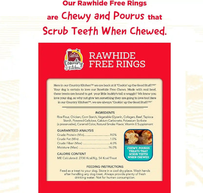Country Kitchen Rawhide Free Beef Rings Dog Chews, Made with Real Beef, Highly Digestible, Gluten Free, 7 Count7