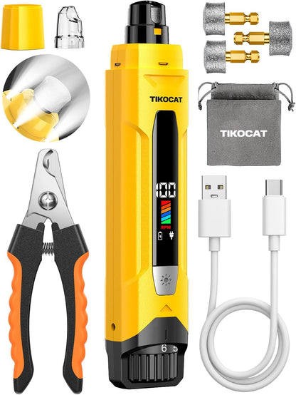 Whisper-Quiet Dog Nail Grinder Kit 50%More Powerful for Sensitive Dogs,Cats | 6-Speed Pet Nail Clippers & Trimmers with 4 LED Lights,3 Grinding Bits, No Over-Cutting,Stress-Free Grooming Set for All Pets10