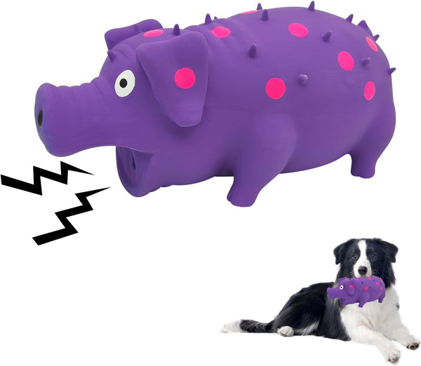 Andiker Dog Squeaky Toy, Dots Latex Dog Chew Toys with a Oinks Sound Squeaker Grunting Pig Dog Toy Durable Self Play 8" Dogs Squeeze Toy for Dental Biting Chasing to Kill Boring Time (Blue)11