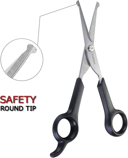 Chibuy Professional Pet Grooming Scissors with round Tip Stainless Steel Dog Eye Cutter for Dogs and Cats, Professional Grooming Tool, Size 6.70" X 2.6" X 0.43" 1. Grey3