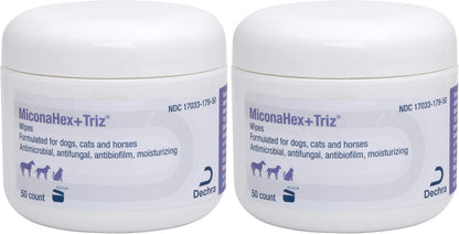 Miconahex+Triz Wipes, 2.25" round for Dogs, Cats and Horses, 50 Count Jar | Antibiofilm, Moisturizing; Packaging May Vary8