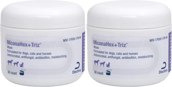 Miconahex+Triz Wipes, 2.25" round for Dogs, Cats and Horses, 50 Count Jar | Antibiofilm, Moisturizing; Packaging May Vary8