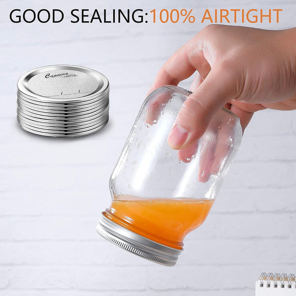 128-Count, Regular Mouth Canning Lids for Ball, Kerr Jars - Split-Type Metal Mason Jar Lids for Canning - Food Grade Material, 100% Fit & Airtight for Regular Mouth Jars4