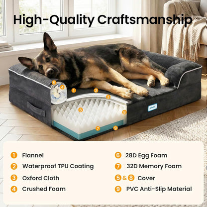 Ohgeni Sofa-Style Orthopedic Dog Bed for Large Dogs, Memory Foam Pet Bed with Removable Machine-Washable Plush Cover, Non-Slip Bottom, 45-Inch (Black)2