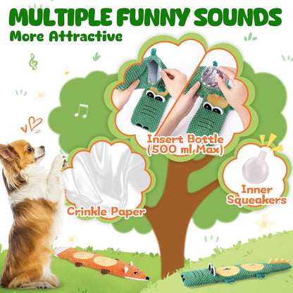 XIUGOAL Dog Toys for Aggressive Chewers, 2 Pack No Stuffing Dog Toys for Boredom and Teething, Squeaky Chew Toy for Small, Medium Breed to Keep Them Busy5