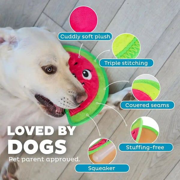 Outward Hound Tough Skinz Durable Squeaky Dog Toy with Two Tough Layers, Watermelon, Red, Medium4