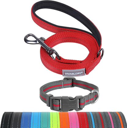 VIVAGLORY Dog Leash Puppy Leash for Collar, 3Ft X 1In, Black | with Soft Padded Handle for Training & Walking, Heavy Duty & Double Layer Nylon Pet Puppy43