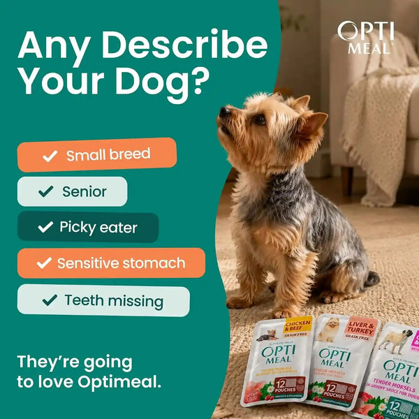 Optimeal Wet Dog Food Small Breed Variety Pack - Grain Free Recipe High Protein Tender Morsels in Aspic Made with Natural Ingredients for Adult Dogs, Premium Nutrition Pouches - 3Oz Pouch (Pack of 12)3
