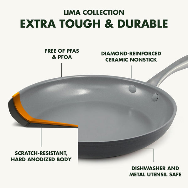 Lima Hard Anodized Healthy Ceramic Nonstick 12.5" Wok Pan with Helper Handle, Pfas-Free, Oven Safe, Gray3