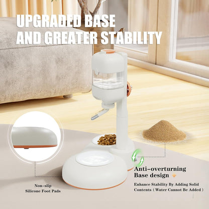 Pet Bowls with Weaning Bottles,3 in 1 Height Adjustable Water Dispenser for Dogs,15°Tilted Food Bowls for Small Dogs,Puppy Feeding,Pet Food Bowls for Cats,Rabbits,Ferrets3