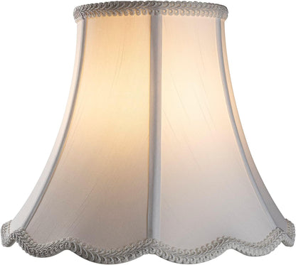 White Bell Lampshade, 5''X10''X8'', Solid Lamp Shade, Pack 1 | Harp Set Included, Scalloped Lampshade, Double Layers Polyester Fabric, Softback, No Assembling for Item Itself Is Required3