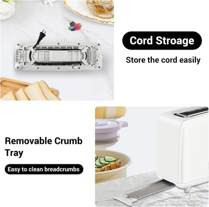 Stainless Steel Toaster 2 Slice Slim, 10" Single Long Slot, White | 6 Shade Settings, Extra Wide Slot Fits Bagels & Artisan Bread, Defrost, Cancel Function, Removable Crumb Tray6
