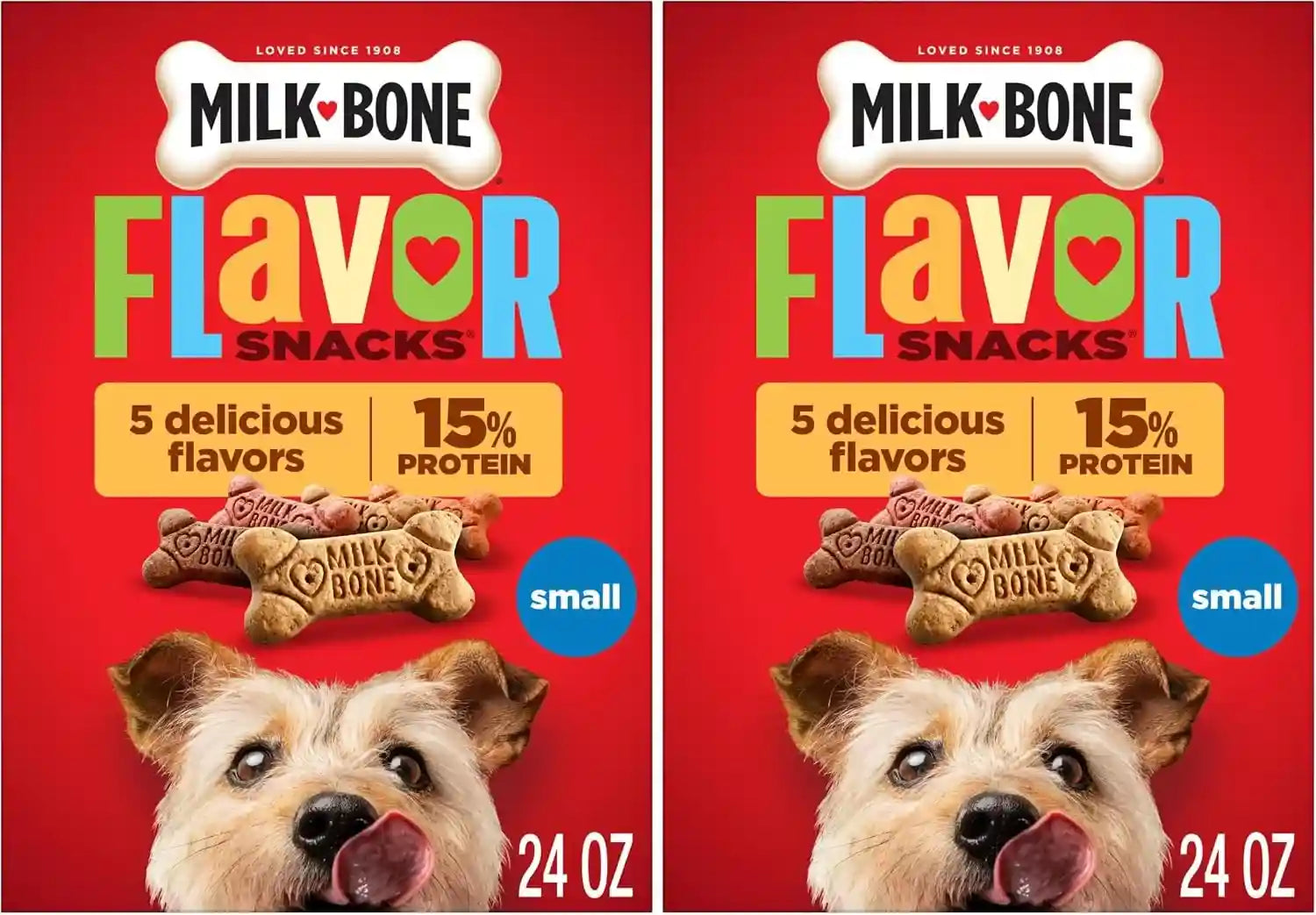 milk-bone-flavor-snacks-mini-s-dog-biscuits-flavored-crunchy-dog-treats-36-oz-canister-5-calories-per-treat-15-protein-3-flavors-per-canister-beef-chicken-bacon-naturally-artificially-flavored