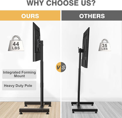TV Floor Stand for 13-50 Inch LCD LED Flat/Curved Panel Screen Tvs up to 44 Lbs, Height Adjustable TV Stand Mount with VESA 200X200, Portable TV Stand for Bedroom, Dorm Room, Office | Tilting and Rotating Mount, Portrait to Landscape, Height Adjustable Portable TV Stand for Bedroom, Dorm Room, Office7