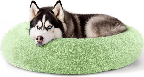 Hoewina Dog & Cat Bed for Indoor Cats, 20In Calming Donut Bed for Puppy and Kitten, Washable round Fluffy Pet Bed for Small Medium Dogs and Cats (Light Grey)40