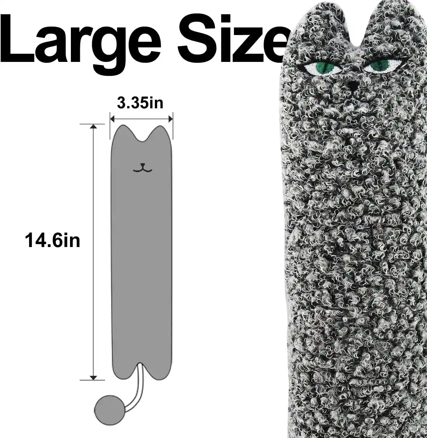 ttcat-14-6-inch-large-curly-plush-pillow-cat-kicker-toy-with-catnip-silvervine-powder-soft-stuffed-cat-chew-toy-with-tail-interactive-toy-for-indoor-cats-and-kittensgrey