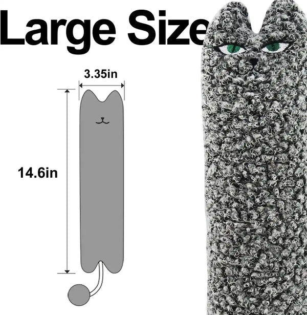 Ttcat 14.6 Inch Large Curly Plush Pillow Cat Kicker Toy with Catnip Silvervine Powder, Soft Stuffed Cat Chew Toy with Tail, Interactive Toy for Indoor Cats and Kittens(Grey).2