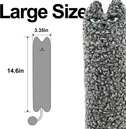 Ttcat 14.6 Inch Large Curly Plush Pillow Cat Kicker Toy with Catnip Silvervine Powder, Soft Stuffed Cat Chew Toy with Tail, Interactive Toy for Indoor Cats and Kittens(Grey).2