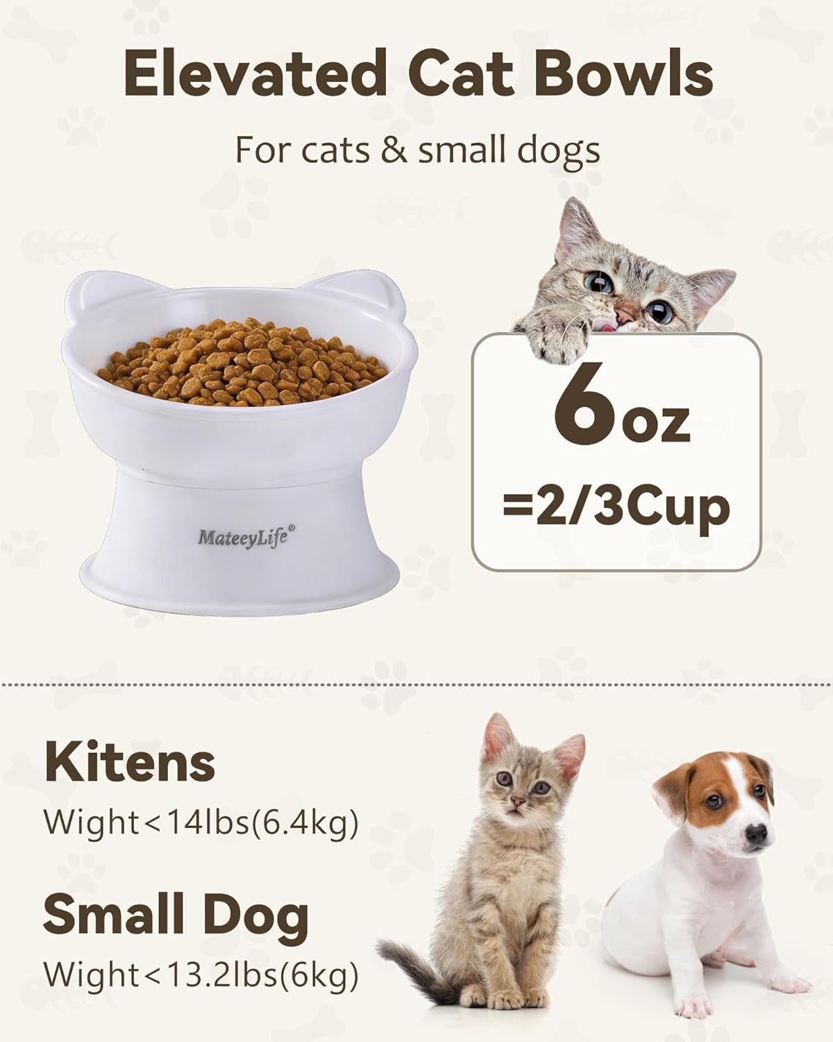 mateeylife-2-pack-elevated-cat-food-bowls-for-indoor-cats-kittens-raised-food-and-water-bowl-set-whisker-friendly-anti-vomit-feeding-pet-bowls-6-oz-each-dishwasher-safe-white-grey