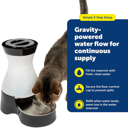 Petsafe Healthy Pet Water Station, 320 Oz, Stainless Steel Bowl, Large | Gravity-Fed Pet Water Fountain Keeps Cats or Small Dogs Hydrated, Stainless Steel Bowl Is Dishwasher Safe5