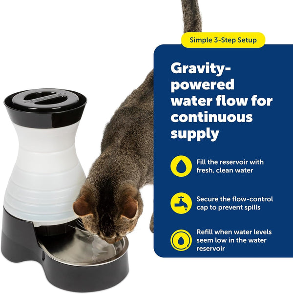 Petsafe Healthy Pet Water Station, 320 Oz, Stainless Steel Bowl, Large | Gravity-Fed Pet Water Fountain Keeps Cats or Small Dogs Hydrated, Stainless Steel Bowl Is Dishwasher Safe5