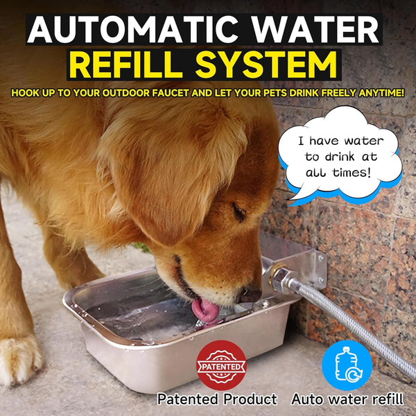 Automatic Water Dispenser for Dogs, 3L /101 Oz 304 Stainless Steel Dog Water Feeder, Auto-Fill Large Waterer for Pets & Livestock, Outdoor Dog Water Bowl, Wide Mouth, Anti-Tip, Easy to Clean2
