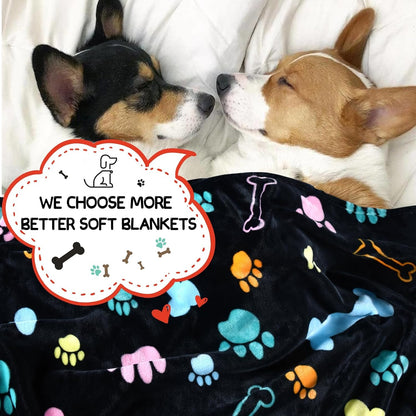 Rezutan Dog Blankets for 3 Pack Large Medium Pet Cat, Soft Fuzzy Washable Blanket, Comfort Flannel Suitable for Dogs Kennels & Beds, Sofas, Furniture, Gifts Puppy Essentials, 41 X 31 Inch, Black4