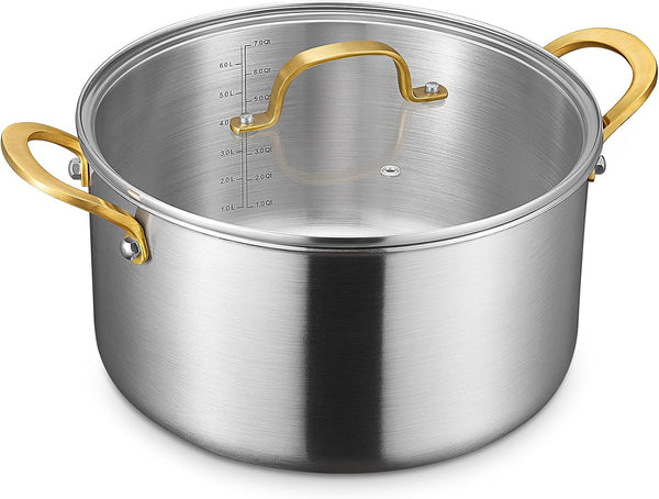 10 QT Stock Pot with Lid, Full Clad Tri-Ply Stainless Steel Soup Pot | Large Induction Cooking Pot, Uncoated & Built to Last, for Festive Party Drinks, Heavy-Duty Stock Base and Seafood Steaming1