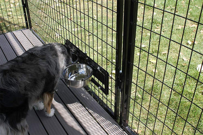 Dog Feeding & Watering Swivel Bowl Bracket & Metal Bowls2