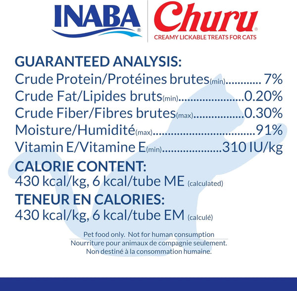INABA Churu Cat Treats, Creamy Lickable Purée Cat Treat with Vitamin E, 0.5 Ounces Each Tube, 4 Tubes, Tuna Recipe7