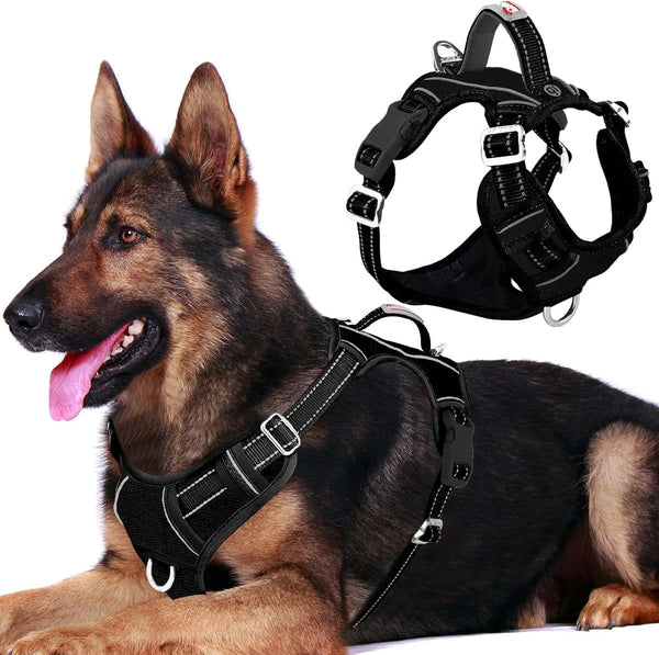 BARKBAY Dog Harness No Pull with ID Tag Pocket - Heavy Duty, Reflective, Easy Control for Large Dogs(Blue,L)21