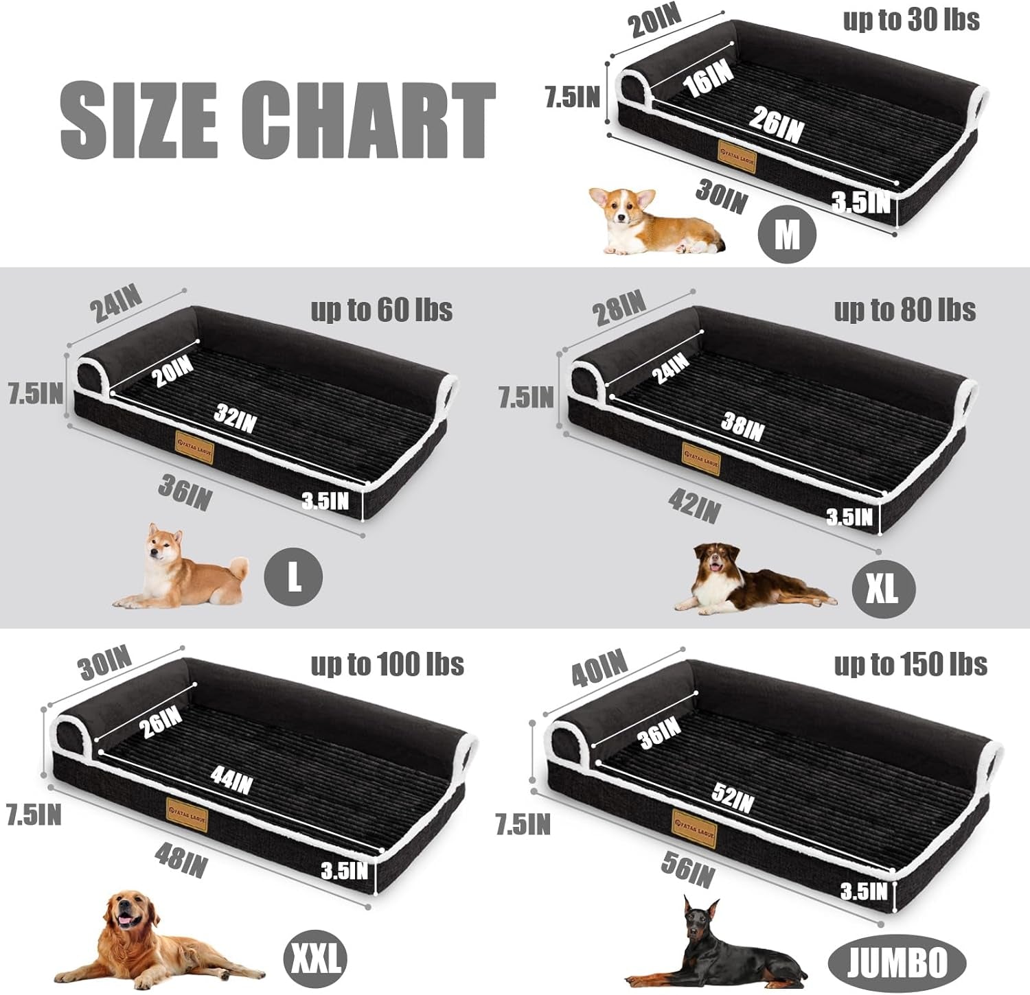 patas-lague-orthopedic-dog-bed-large-sized-dog-36x24-waterproof-comfortable-l-bolster-medium-non-slip-soft-warm-pet-crate-bed-sleep-sofa-mat-with-removable-washable-cover-black
