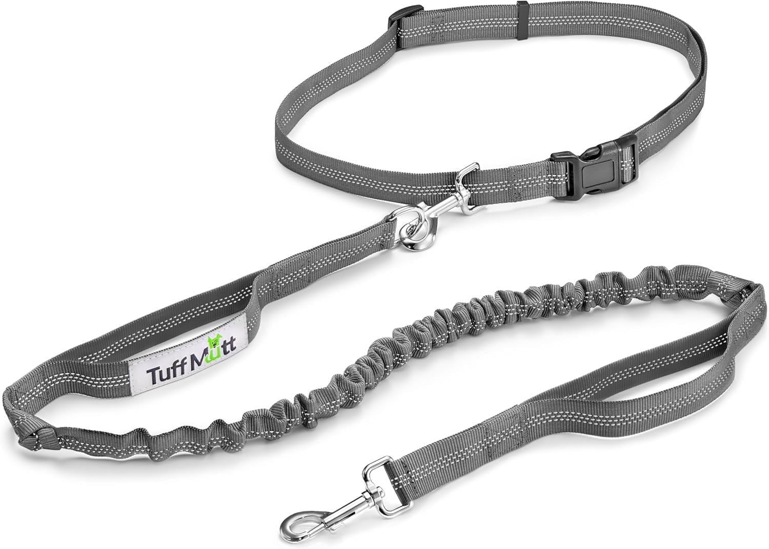 tuff-mutt-hands-free-dog-leash-for-walking-running-hiking-waist-leash-with-bungee-adjustable-belt-reflective-double-handle-design-for-large-medium-dogs