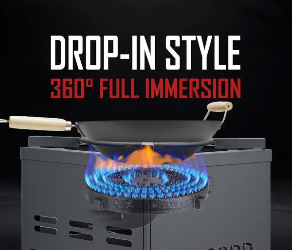 Professional Single Banjo Wok Burner with Stand. Drop in Wok Edition. up to 270,000 BTU. Great for Home Brewing, Wok Stir Fry, Turkey, Etc. (16")2