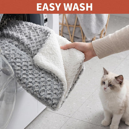 Cat Bed, Cat Beds for Indoor Cats - Reversible Self Warming Cat Bed Mat with Ridged Chenille Texture, Ultra Plush Double Sided Thermal Kitten Bed & Mat, 23.6" X 15.7", Machine Washable8