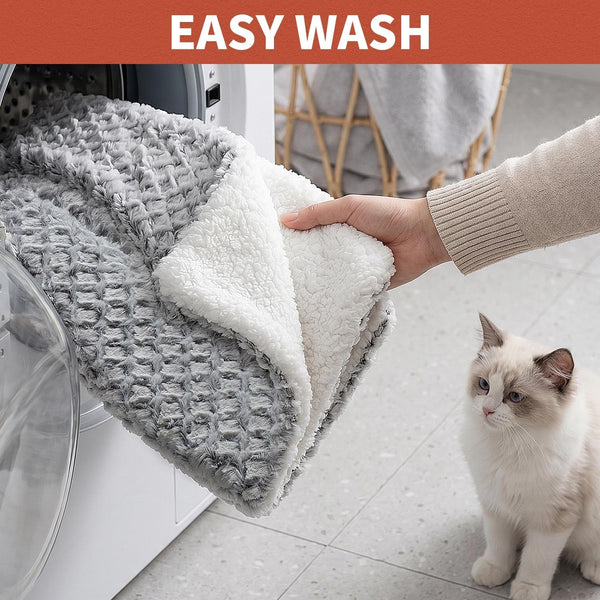 Cat Bed, Cat Beds for Indoor Cats - Reversible Self Warming Cat Bed Mat with Ridged Chenille Texture, Ultra Plush Double Sided Thermal Kitten Bed & Mat, 23.6" X 15.7", Machine Washable8