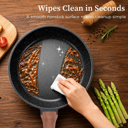 10 Inch Granite Nonstick Frying Pan, Induction Ready, Non-Toxic | PFOA/PFOS Free Scratch Resistant with Stay-Cool Handle Omelette Pan for All Stovetops4
