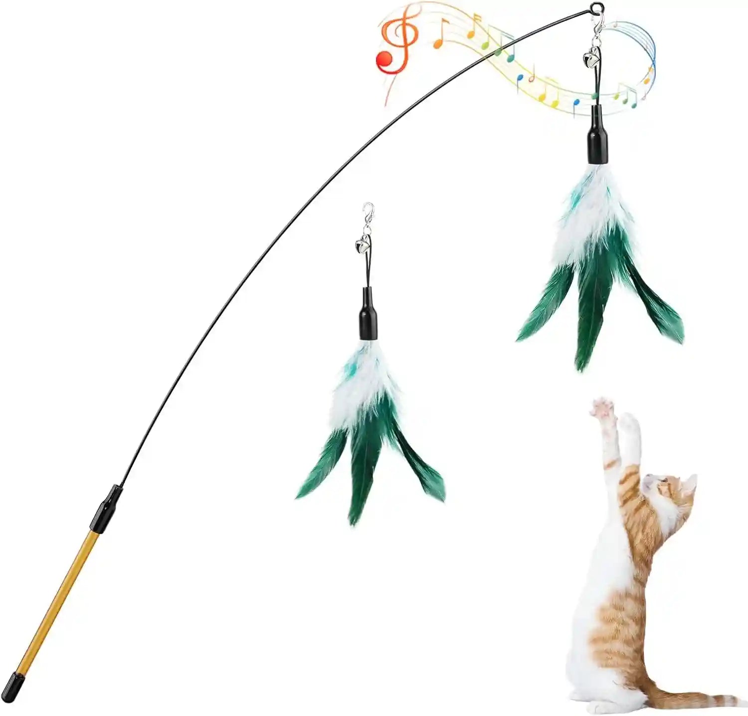 pawaboo-feather-teaser-cat-toy-interactive-wand-with-extra-long-34-5-wand-and-small-bell-fun-exerciser-playing-toy-for-kittens-or-cats-brown-feather