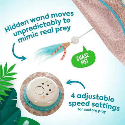 Smartykat Hidden Hijinks Toy for Indoor Cats & Kittens, Electronic Interactive Motion Toy, Featuring Teaser Wand, plus Replaceable Batteries Included2