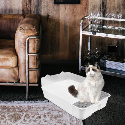 Detachable Semi-Enclosed Cat Litter Box Splash-Resistant Small White Cat Toilet Pan for Indoor Kitten Training and Litter Housebreaking4