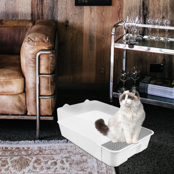 Detachable Semi-Enclosed Cat Litter Box Splash-Resistant Small White Cat Toilet Pan for Indoor Kitten Training and Litter Housebreaking4