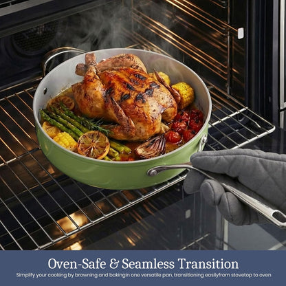 Premium G7 Ceramic Cookware Set, 8-Piece Nonstick Pots and Pans | with Lids, PFAS & PFOA Free, Induction Compatible, Oven Safe to 500°F, Fast Even Heating, Olive Green6