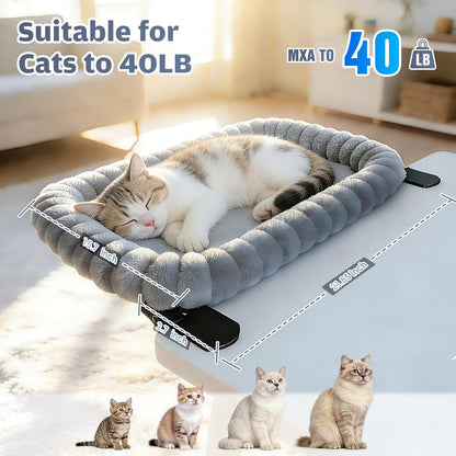 IPOW X-Large Cat Bed Heavy Duty Steel Frame Supports up to 40Lbs Cat Desk Bed & Perch Space-Saving 90°Foldable with Soft Ultra-Plush Faux Fur for Small Medium Large Cats2