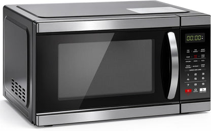 Microwave Countertop Ovens 1000 Watt, Black Small Microwave 1.1 Cu Ft, Large Microwave Digital 6 Auto Cooking, Eco Mode, Child Lock, 10 Power Level, Led Display, Easy Clean, Memory Function1