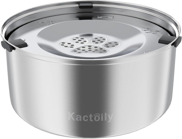 Kactoily 3L/101Oz Large Capacity Dog Water Bowl Stainless Steel No Spill Dog Bowls Slow Drinking Dog Water Feeder Dispenser1