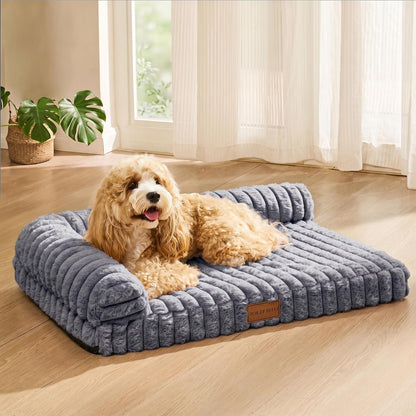 Orthopedic Calming Large Dog Bed Pet Sofa Bed 36''X24'' Grey | 2-Sided Pet Couch Large Sized Dog, Soft Egg-Crate Foam Dog Mat, Waterproof Removable Washable Cover, Nonskid Bottom Cat Bed3