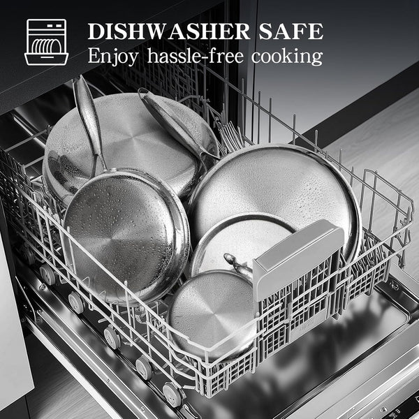 Stainless Steel Cookware Set, 3 Ply 17 Piece Stainless Steel Pot and Pan Set, Oven Dishwasher Safe | Induction Compatible Frying Pans, Saucepans, Saute Pan & Stock Pot, PFOA, PTFE & PFOS Free9