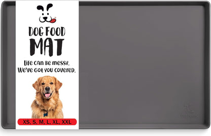 Dogbuddy Dog Food Mat – Waterproof Dog Bowl Mat for Food and Water, Silicone Pet Feeding Mats for Floors, Non-Slip Placemat with High Edges for Dogs Bowls, Puppy Essentials (L: 24" X 16", Shadow)1