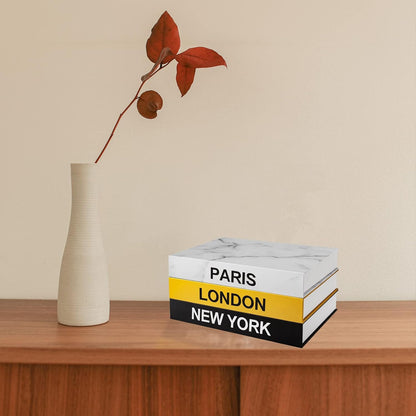 Hardcover Book for Decor Set of 3 Stacked Books for Living Room Coffee Table Decorative Faux Books Decor Storage Book Boxes with Stickers (Z108)7