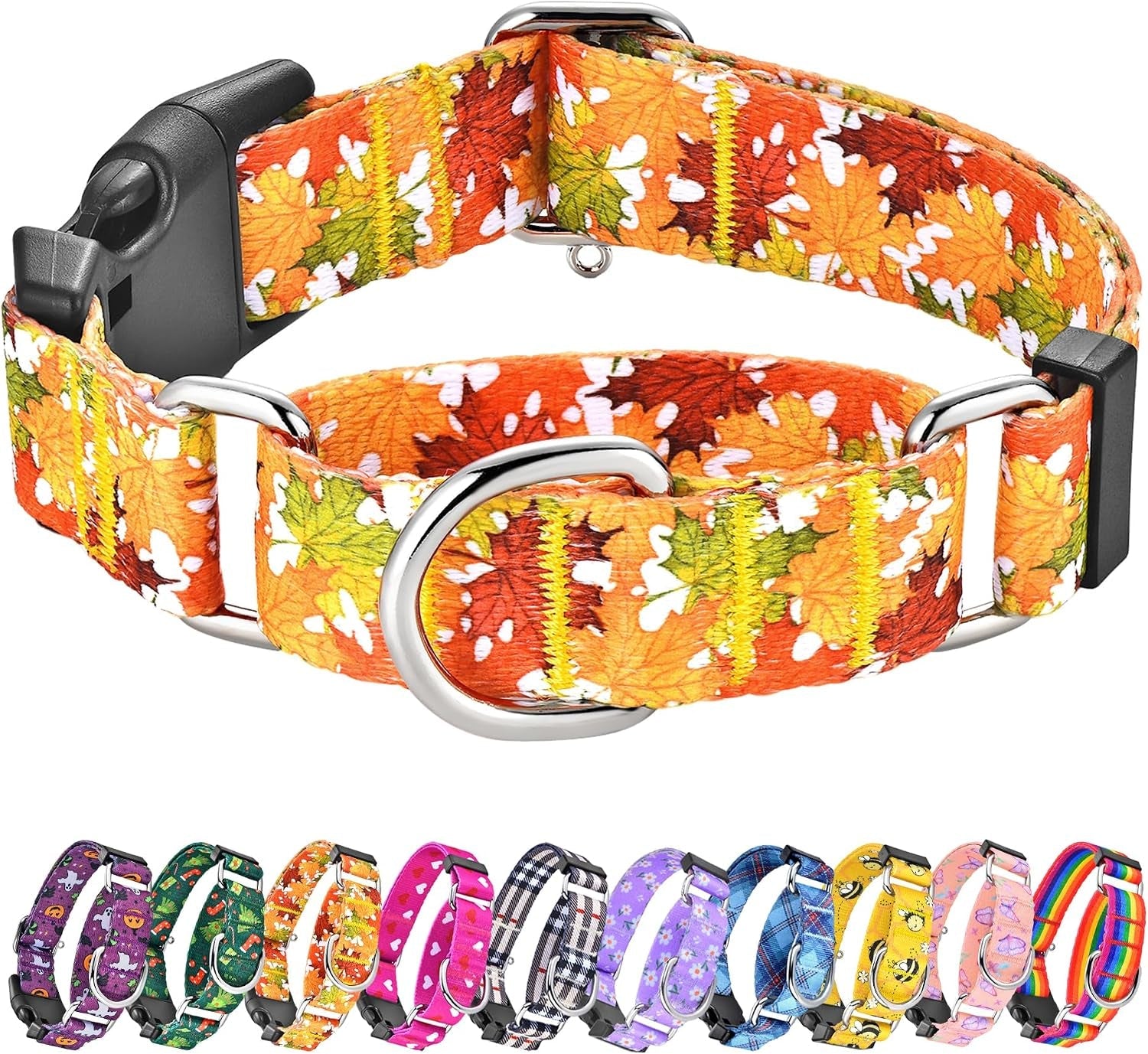 hikiko-martingale-collar-for-dogs-adjustable-soft-nylon-dog-collars-with-cute-patterns-for-small-medium-large-dog-pink-butterfly-medium